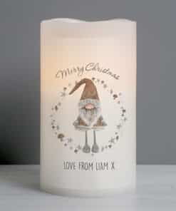 Personalised Scandinavian Christmas Gnome LED Candle