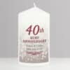 Personalised 40th Ruby Anniversary Pillar Candle
