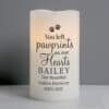 Personalised Pawprints On Our Hearts LED Candle