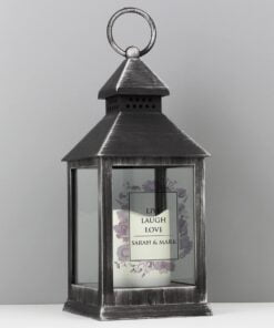 Personalised Soft Watercolour Rustic Black Lantern
