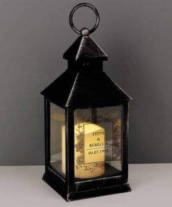 Personalised Soft Watercolour Rustic Black Lantern