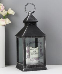 Personalised Soft Watercolour Rustic Black Lantern