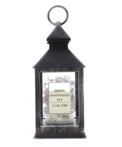 Personalised Soft Watercolour Rustic Black Lantern