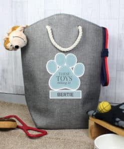 Personalised Blue Paw Print Storage Bag