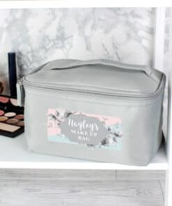 Personalised Floral Grey Vanity bag