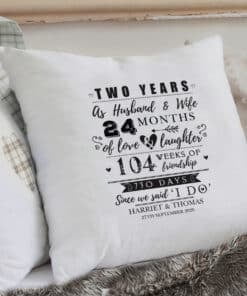Personalised 2nd Anniversary Cushion Cover