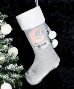 Personalised Swan Lake Luxury Silver Grey Stocking