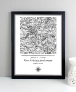 Personalised 1805 - 1874 Old Series Map Compass Black Framed Print