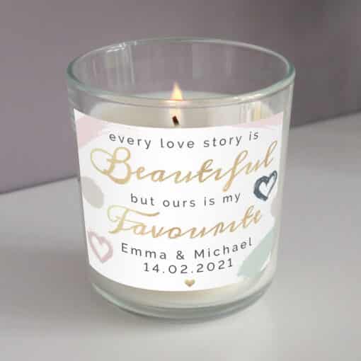 Personalised Every Love Story Is Beautiful Scented Jar Candle