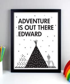 Personalised Adventure Is Out There Black Framed Print