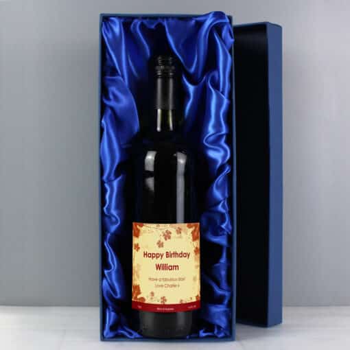Personalised Red Wine Ivy Label with Gift Box