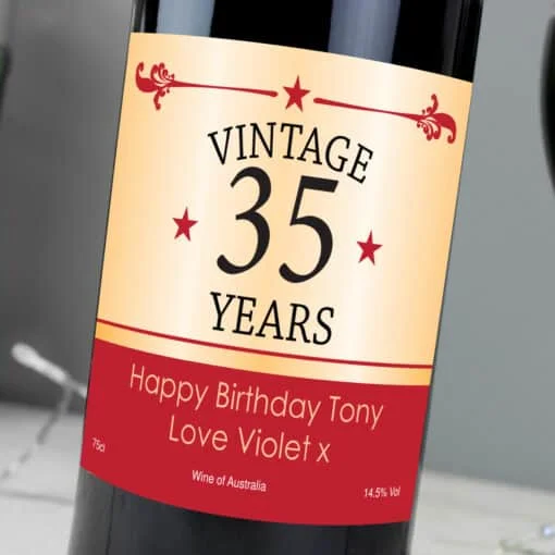 Personalised Vintage Numbers Red Wine