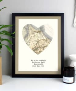 Personalised 1896 - 1904 Revised Map Heart Black Framed Print