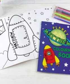Personalised Space Colouring Book with Pencil Crayons