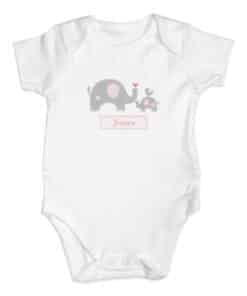 Personalised Pink Elephant 0-3 Months Baby Vest