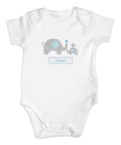Personalised Blue Elephant 0-3 Months Baby Vest