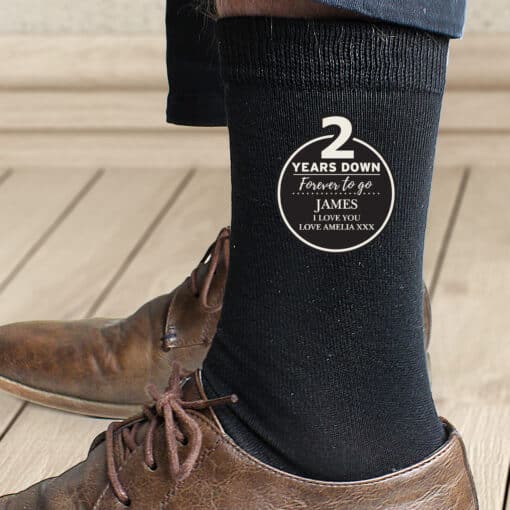 Personalised 2nd Anniversary Mens Socks