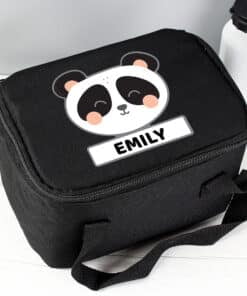 Personalised Panda Black Lunch Bag
