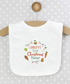 Personalised 'First Christmas Dinner' Bib