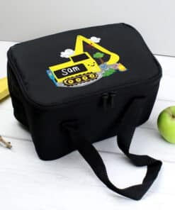 Personalised Digger Black Lunch Bag