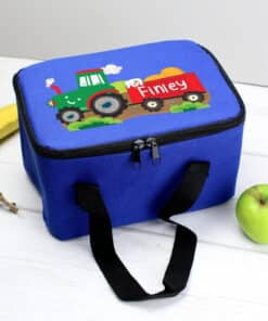 Personalised Tractor Blue Lunch Bag