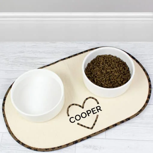 Personalised Love Heart Pet Bowl Placemat