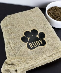 Personalised Paw Print Brown Microfiber Pet Towel