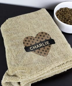 Personalised Heart Brown Microfiber Pet Towel