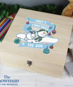 Personalised The Snowman and the Snowdog Large Wooden Christmas Eve Box