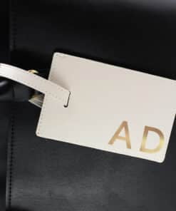 Personalised Gold Initials Cream Luggage Tag