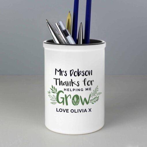 Personalised Thanks For Helping Me Grow Ceramic Desk Organisers