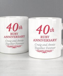 Personalised 40th Ruby Anniversary Mug Set