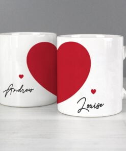 Personalised Two Hearts Mug Set