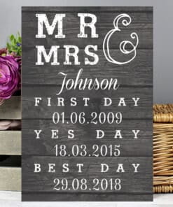 Personalised Mr & Mrs, First Day, Yes Day & Best Day Metal Sign