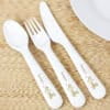 Personalised Hessian Giraffe 3 Piece Plastic Cutlery Set