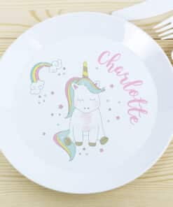 Personalised Baby Unicorn Plastic Plate