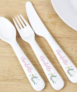 Personalised Baby Unicorn Plastic Cutlery