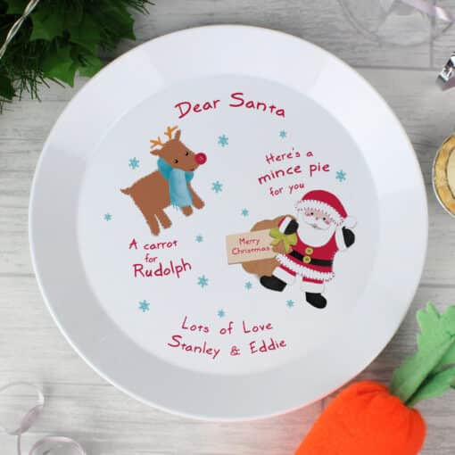 Personalised Santa and Rudolph Christmas Eve Mince Pie Plastic Plates