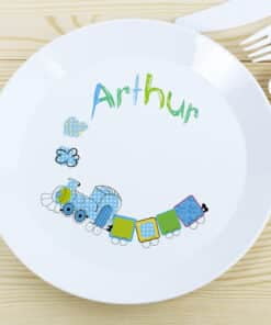 Personalised Patchwork Train Plastic Plate
