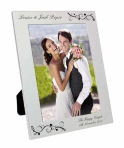 Personalised Silver 5x7 Black Swirl Photo Frame