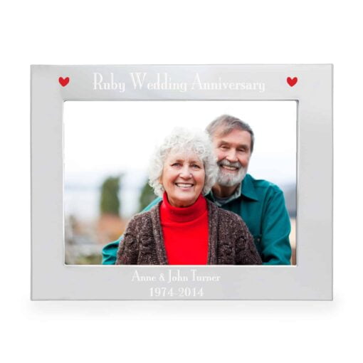 Personalised Silver 7x5 Ruby Anniversary Landscape Photo Frame