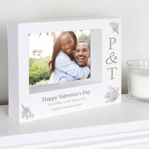 Personalised Couples Initials 7x5 Landscape Box Photo Frame