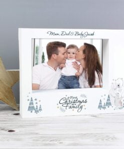 Personalised Polar Bear '1st Christmas As A Family' 7x5 Box Photo Frame