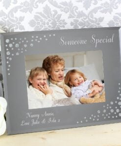 Personalised Any Message 6x4 Landscape Diamante Glass Photo Frame