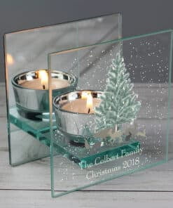 Personalised A Winter's Night Mirrored Glass Tea Light Candle Holder