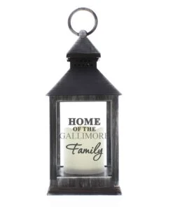 Personalised The Family Rustic Black Lantern
