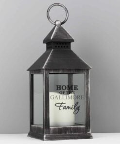 Personalised The Family Rustic Black Lantern