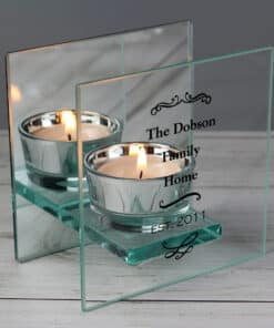 Personalised Antique Scroll Mirrored Glass Tea Light Candle Holder