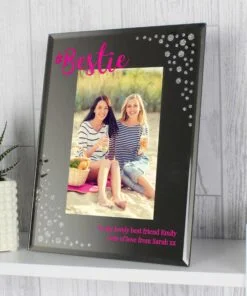 Personalised Bestie 4x6 Diamante Glass Photo Frame