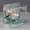 Personalised Diamante Mirrored Glass Tea Light Candle Holder